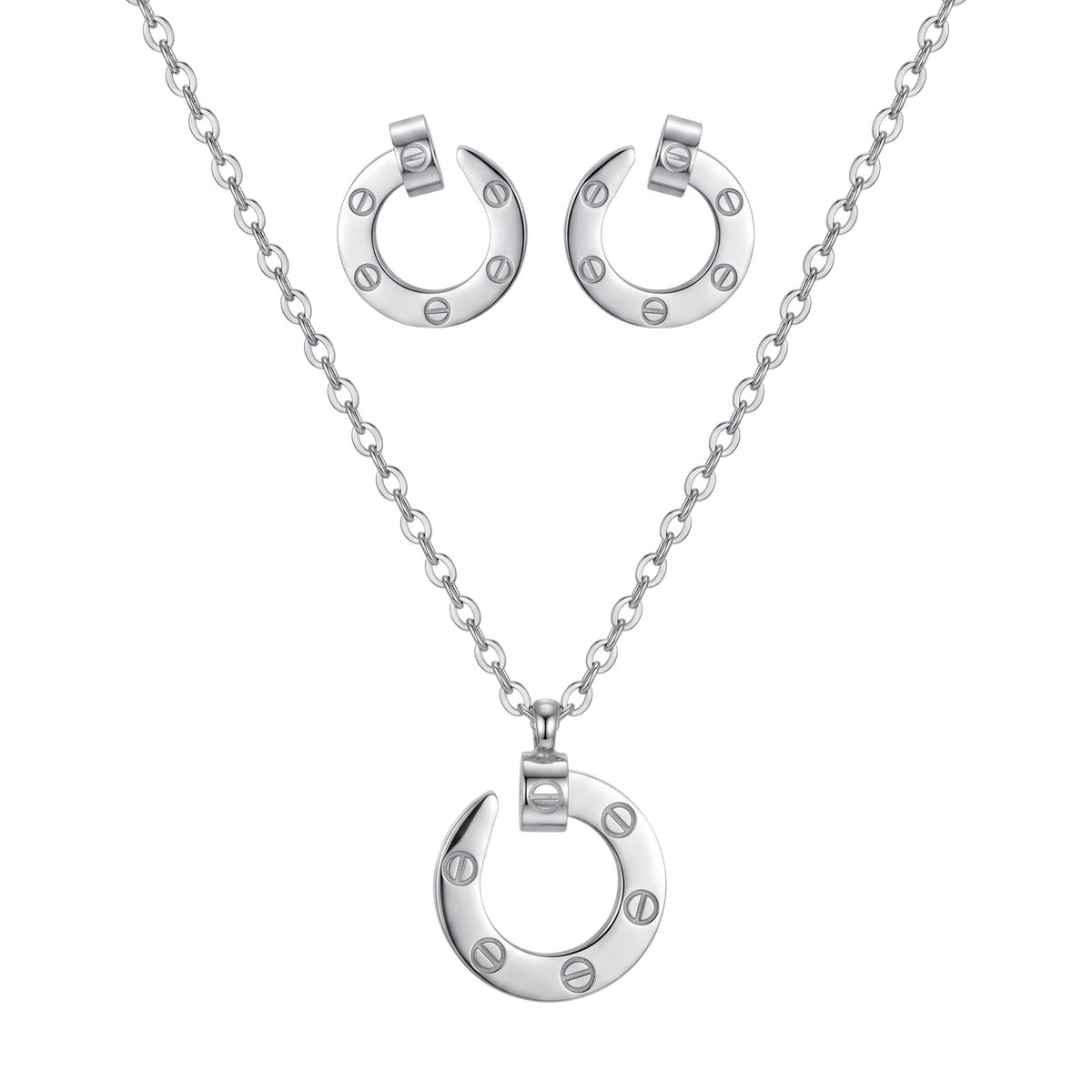 Collar y Pendientes Clou Circulaire Argenté
