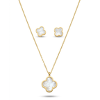 Collar y Pendientes Trèfle Blanc Précieux