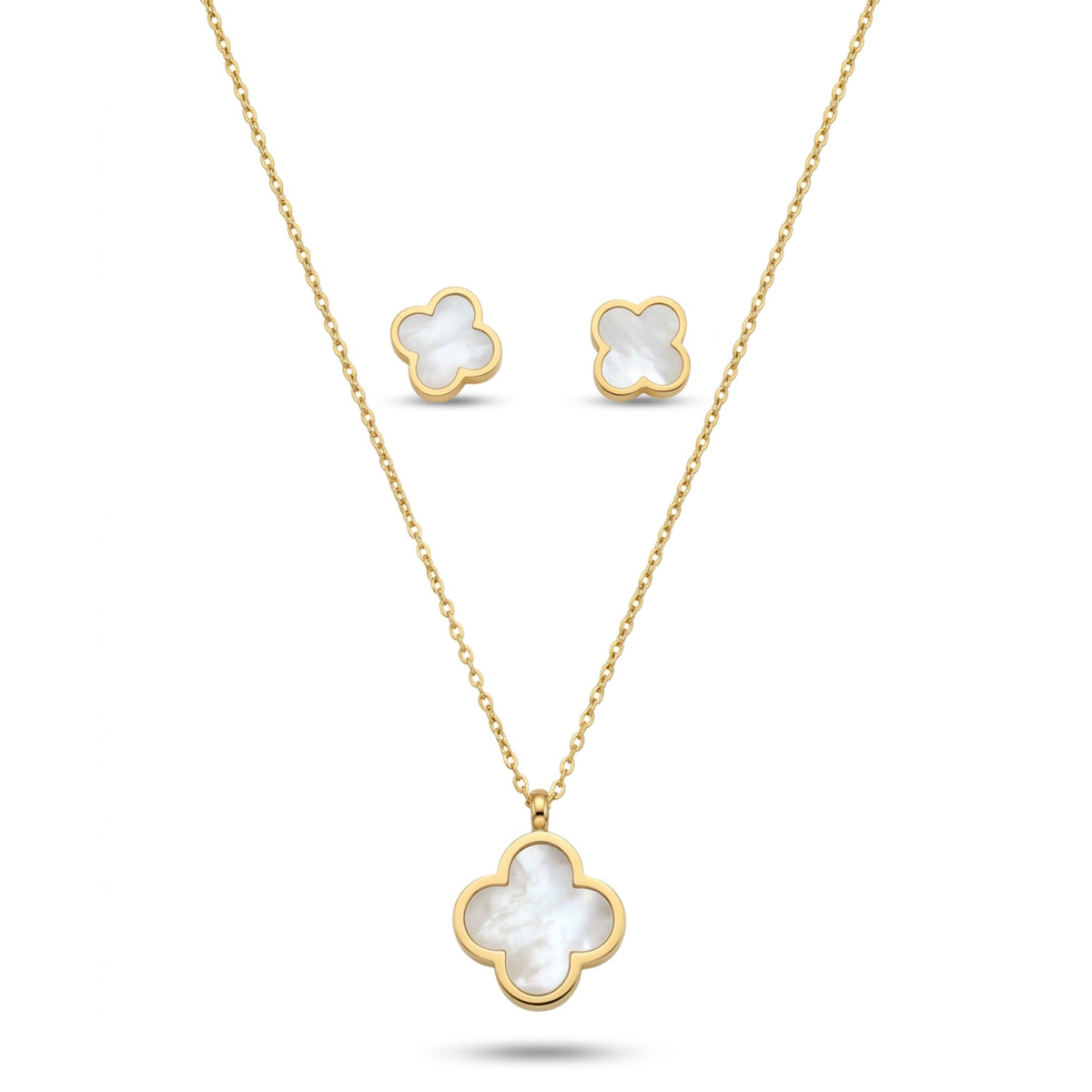 Collar y Pendientes Trèfle Blanc Précieux