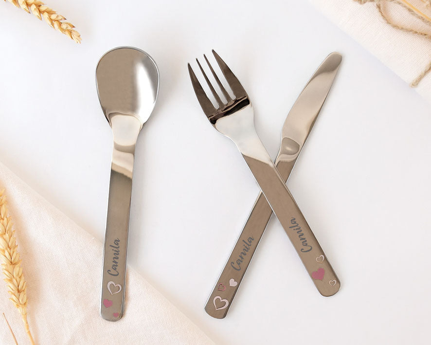 Set de Cubiertos Infantiles Personalizados Soft Nordic | Acero Inoxidable