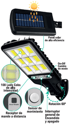 Farola solar 108 LED COB - Nemessis Shop®