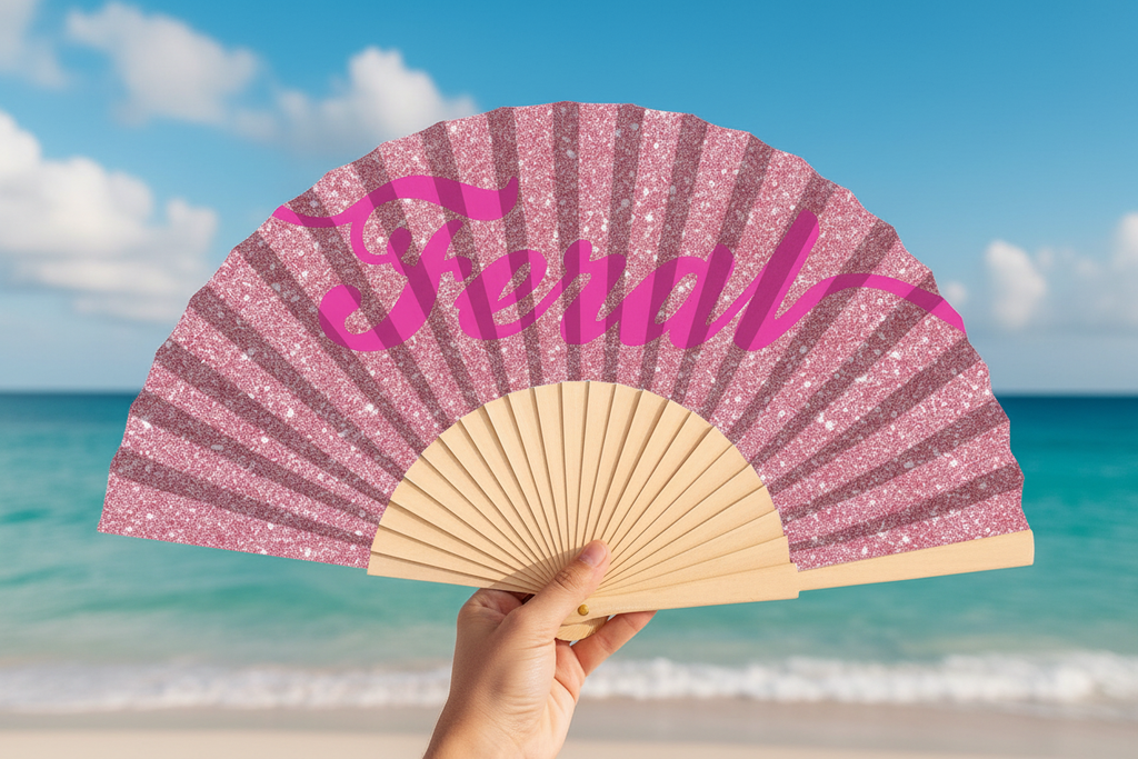 Feral Pink Glitter 23cm fan