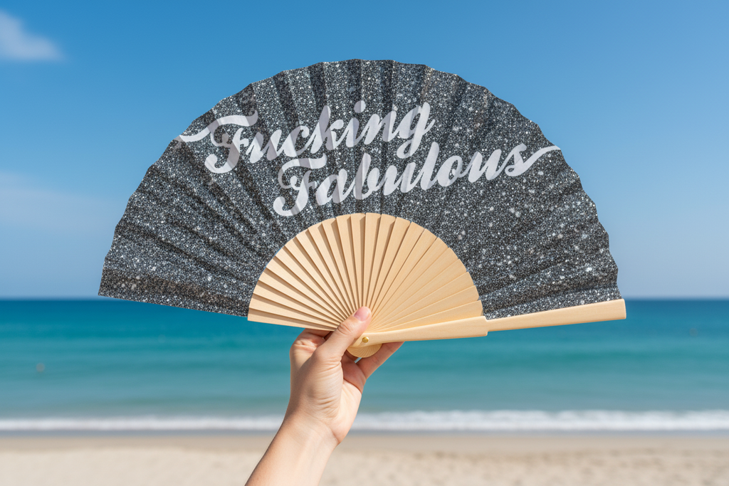 Fucking Fabulous Silver Glitter 23cm fan