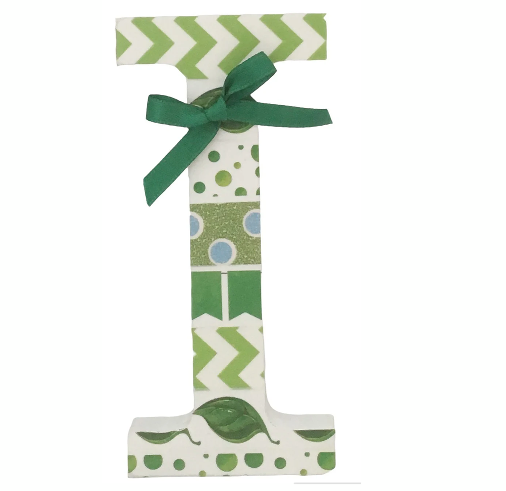 Letra de Madera Decorada con Lazo de Raso | Inicial Bebé 16cm