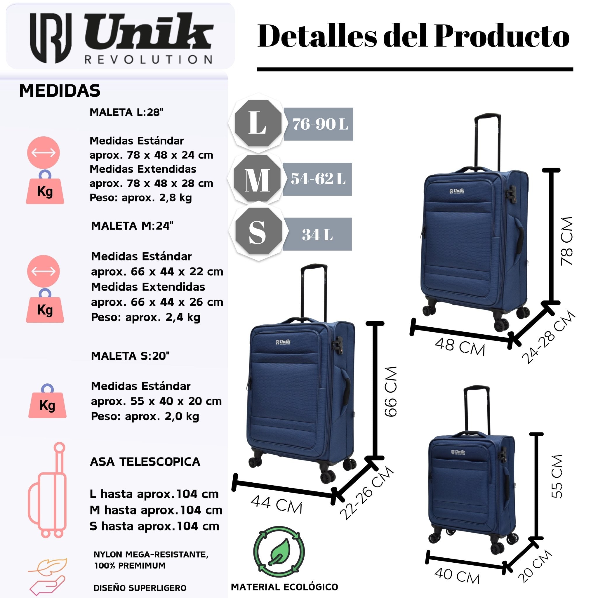 Maleta de Grande Nylon Expandable | Cerradura TSA - 78CM - Nemessis Shop®