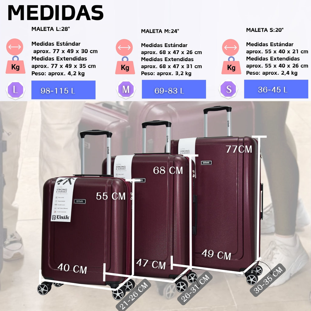 Maleta De Mediana Extensible 68cm | Equipaje Facturado | Maleta Rígida con Ruedas | Cerradura Combination - Nemessis Shop®