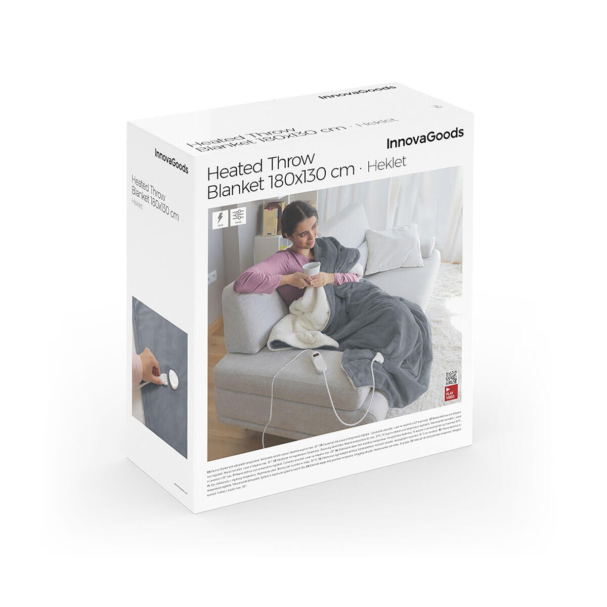 Manta Eléctrica Heklet Blanco Gris 130 x 180 cm 160 W - Nemessis Shop®