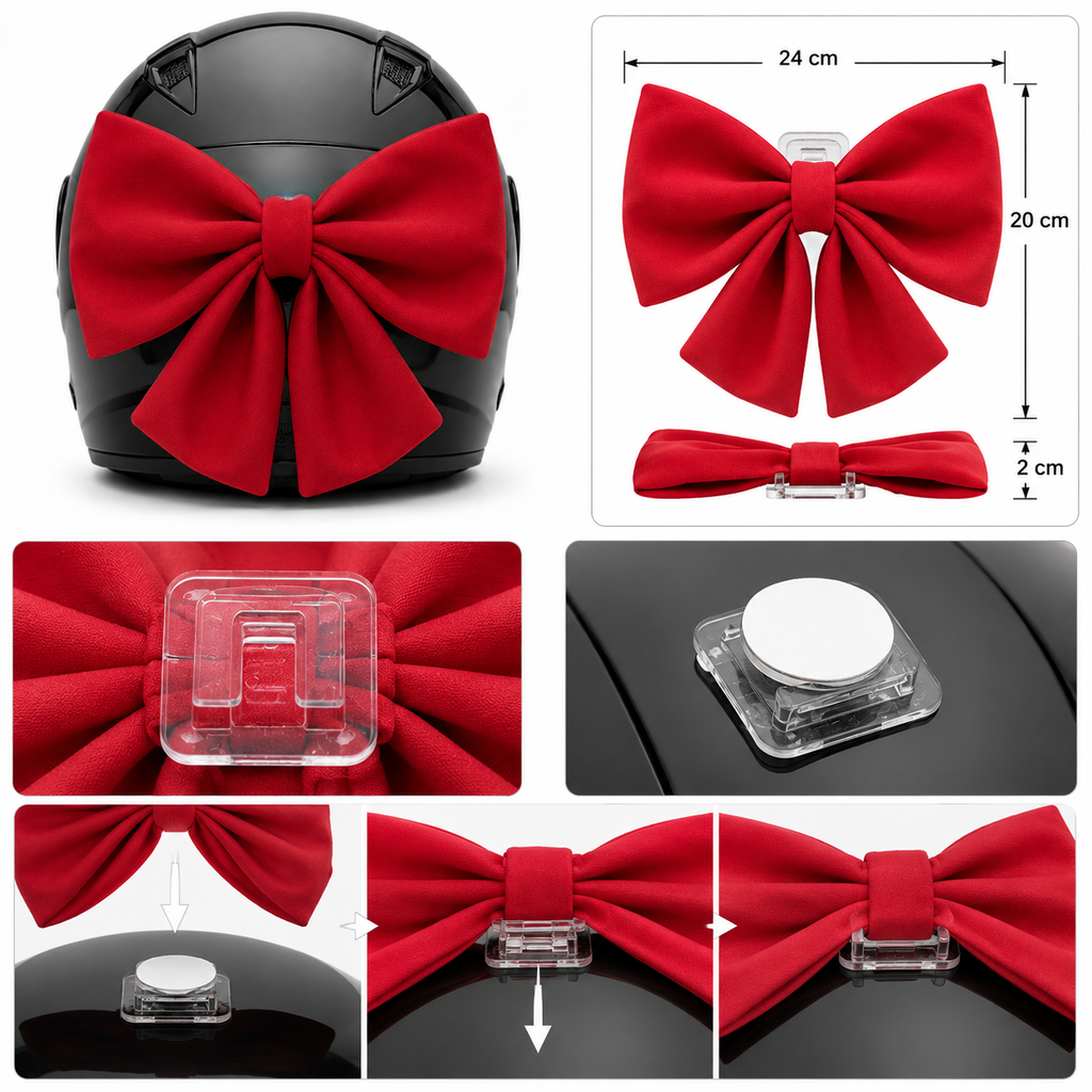 lazo casco moto rojo
