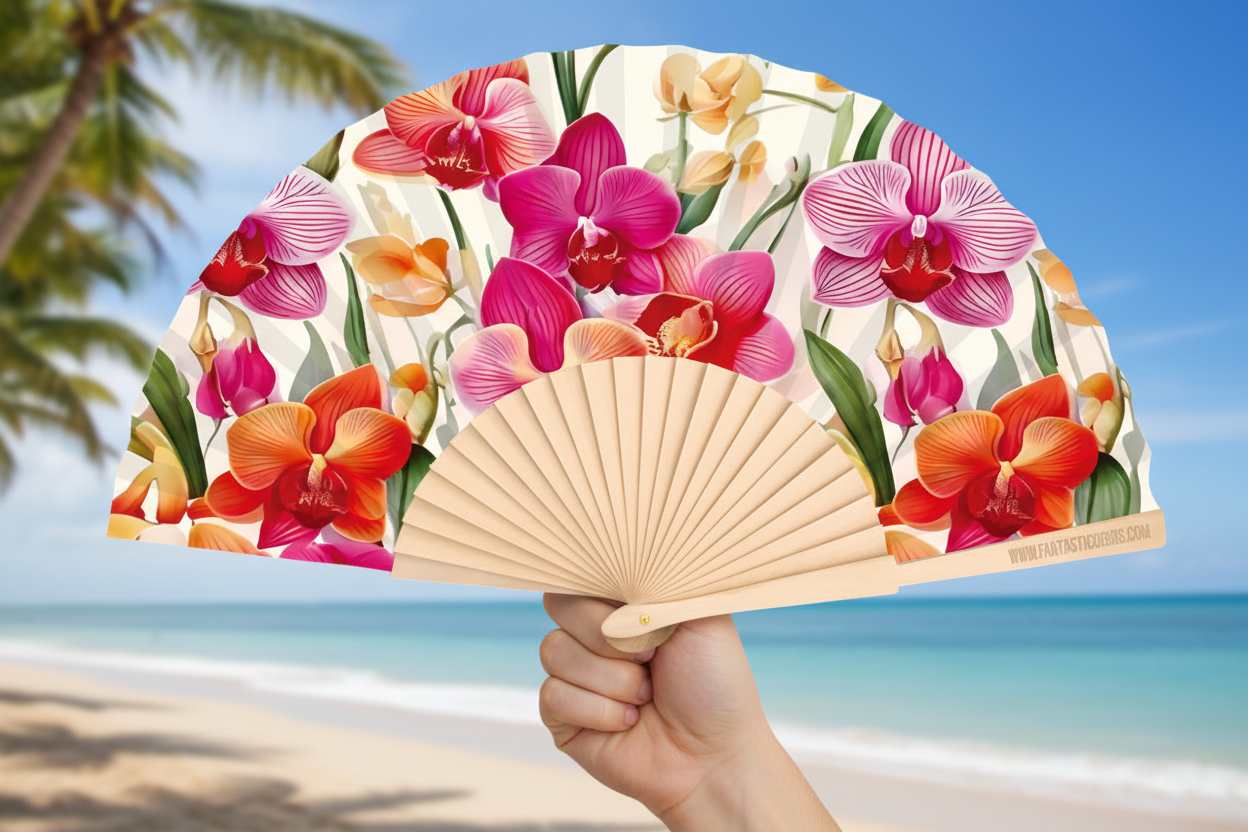 Orchids Print 23cm fan