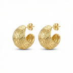 Pendientes de Aro Anchos con Textura Orgánica "Rippled" – 100% Acero Bañado en Oro 18K