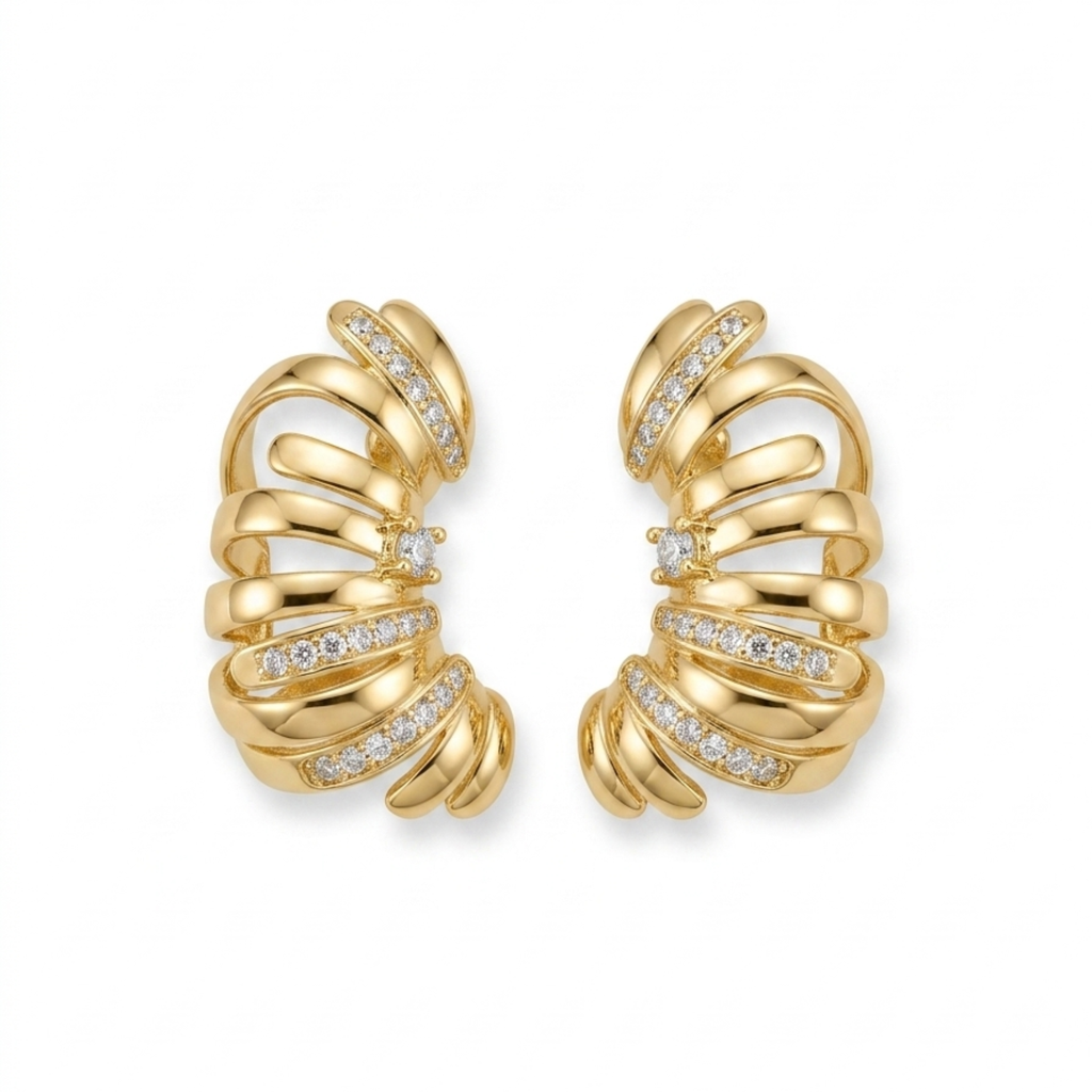 Pendientes Maison Coquille Golden Ribs
