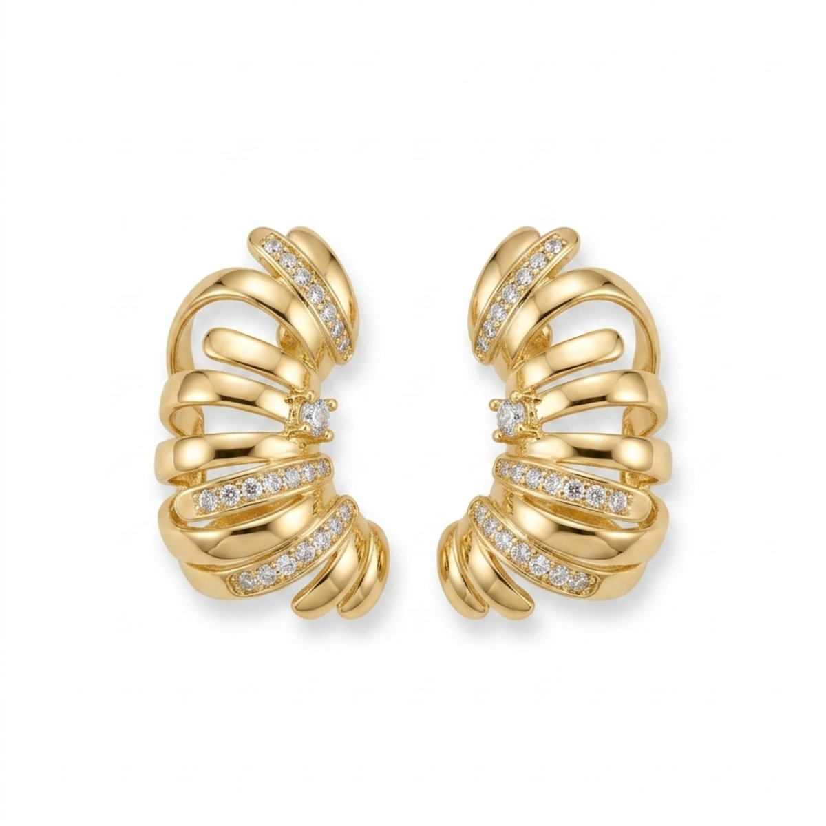 Pendientes Maison Coquille Golden Ribs