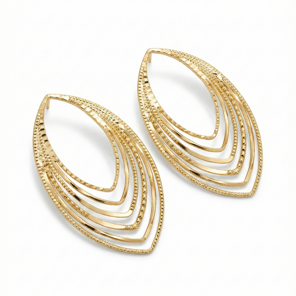 Pendientes de Gota Multinivel con Textura Diamantada – 100% Acero Bañado en Oro 18K