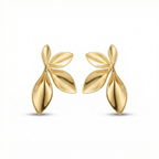 Pendientes de Botón con Diseño de Hojas Orgánicas – 100% Acero Bañado en Oro 18K