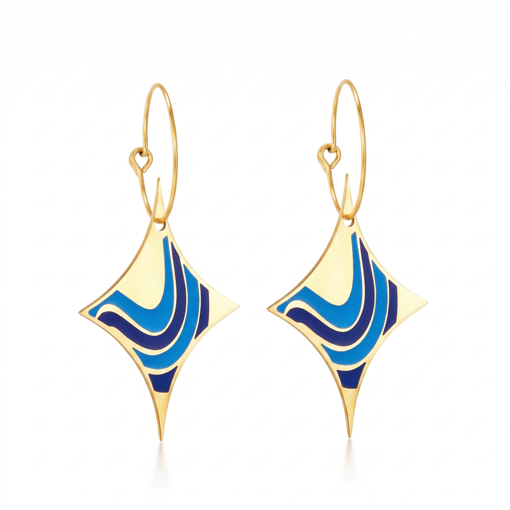 Pendientes Étoile de la Mer con Esmalte Azul Profundo