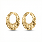 Pendientes de Botón Ovalados con Textura Martillada – 100% Acero Bañado en Oro 18K