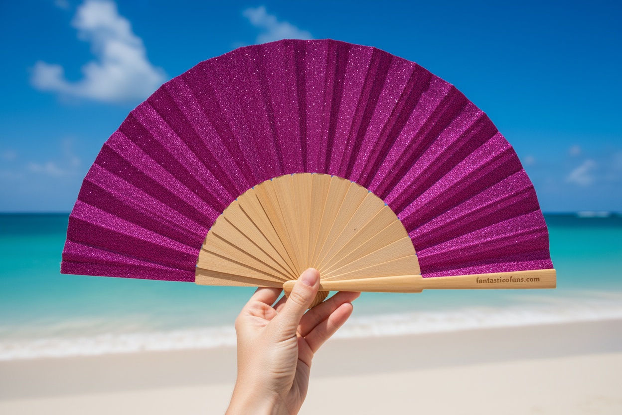 Pink Glitter 23cm fan