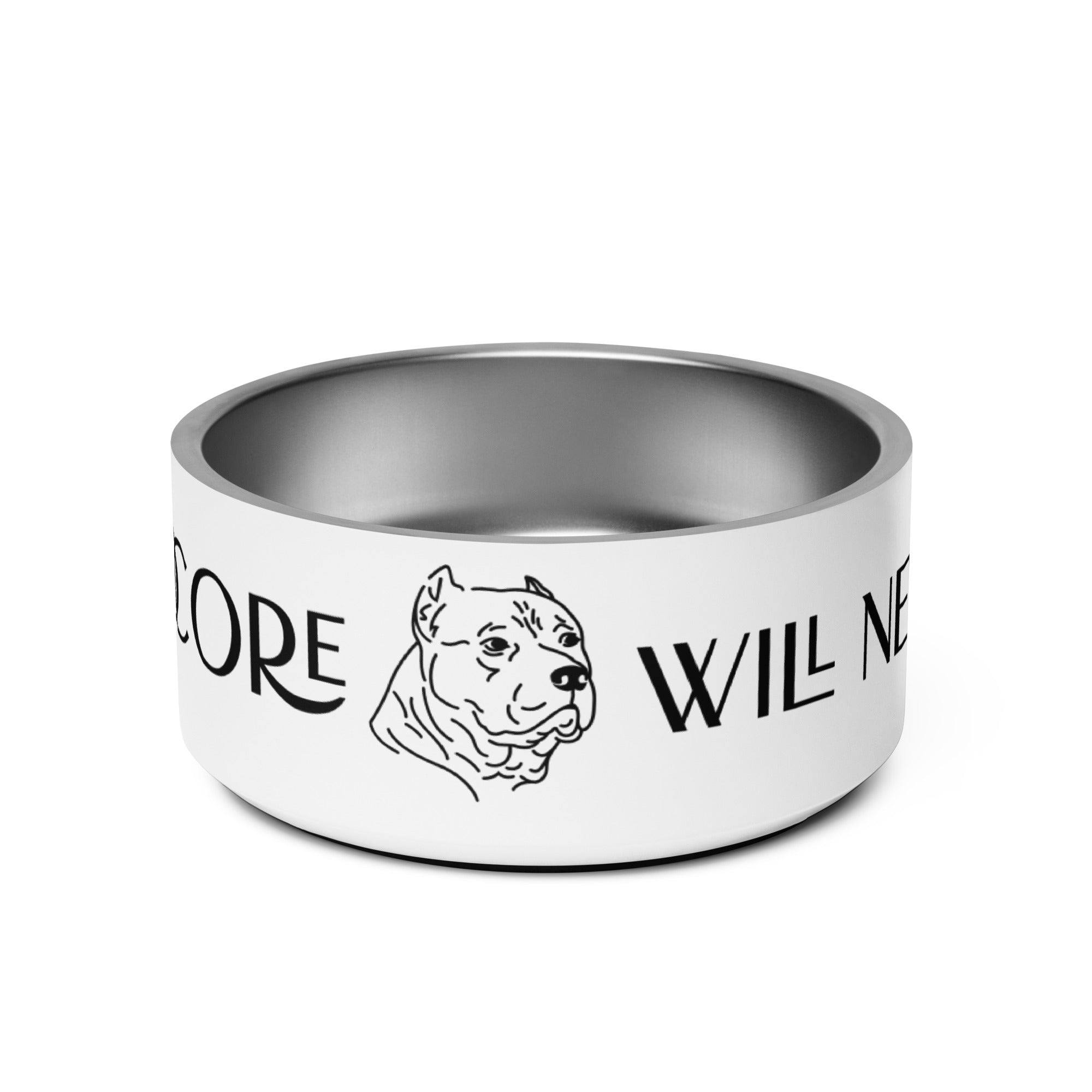 Plato para mascota. Hardcore will never die - Nemessis Shop