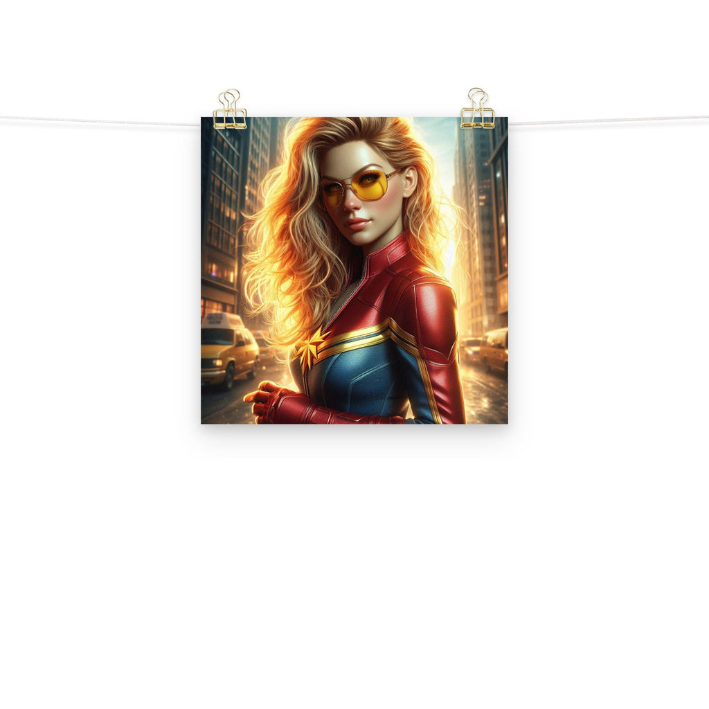 Póster diseño IA. Chica Marvel - Nemessis Shop