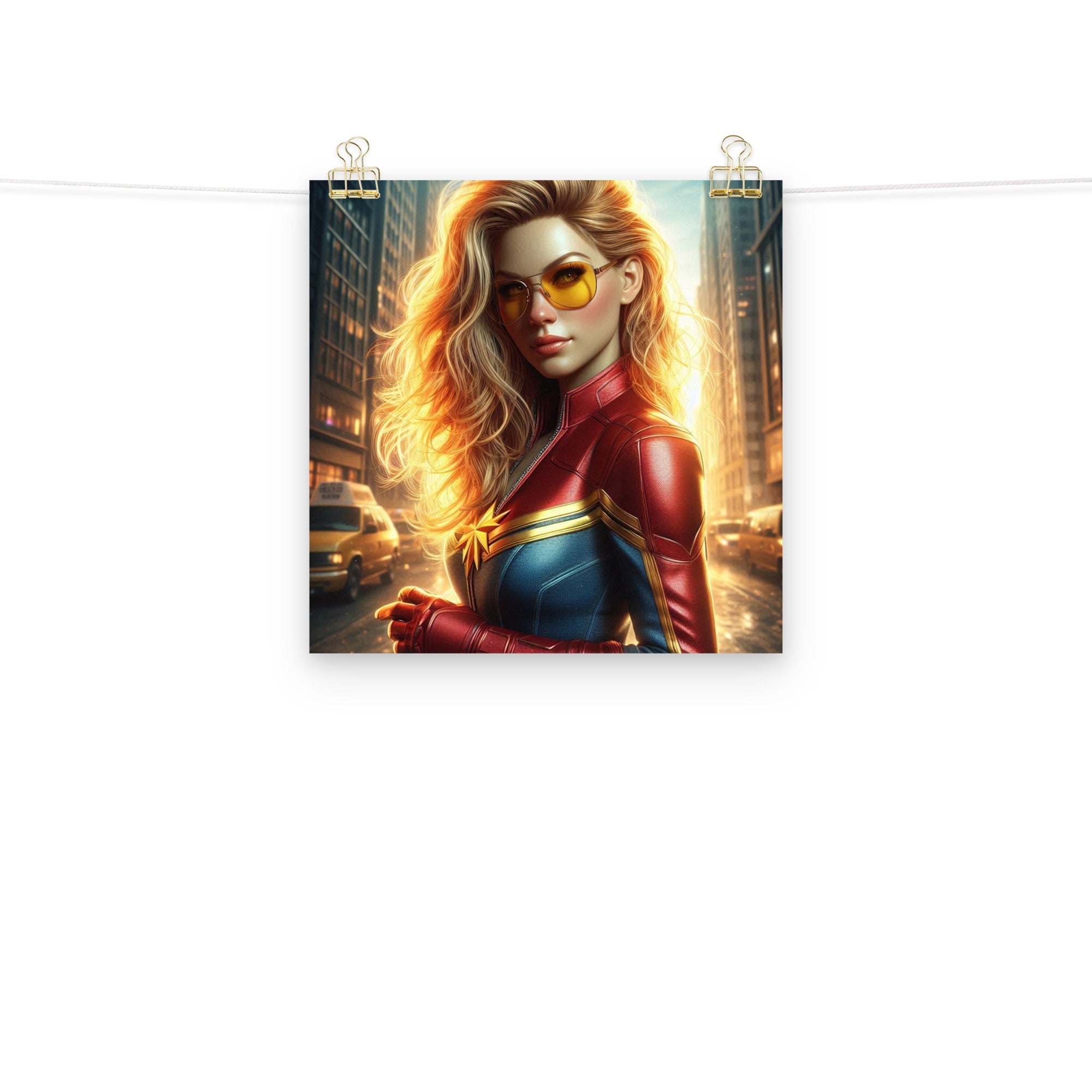 Póster diseño IA. Chica Marvel - Nemessis Shop