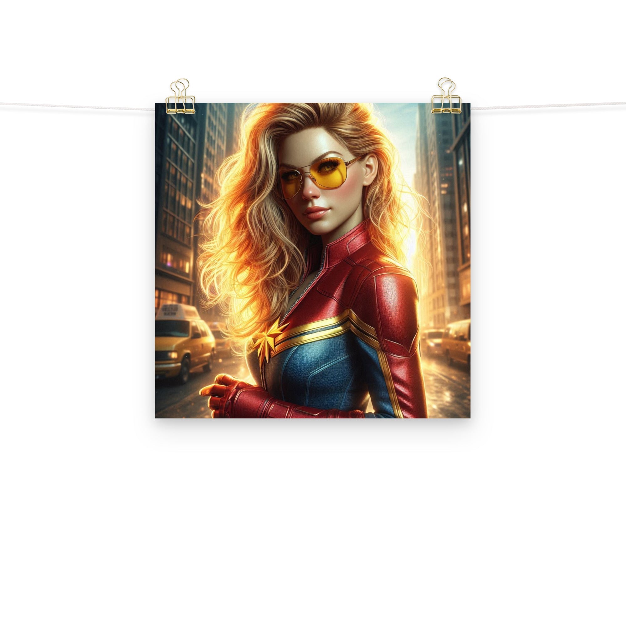 Póster diseño IA. Chica Marvel - Nemessis Shop