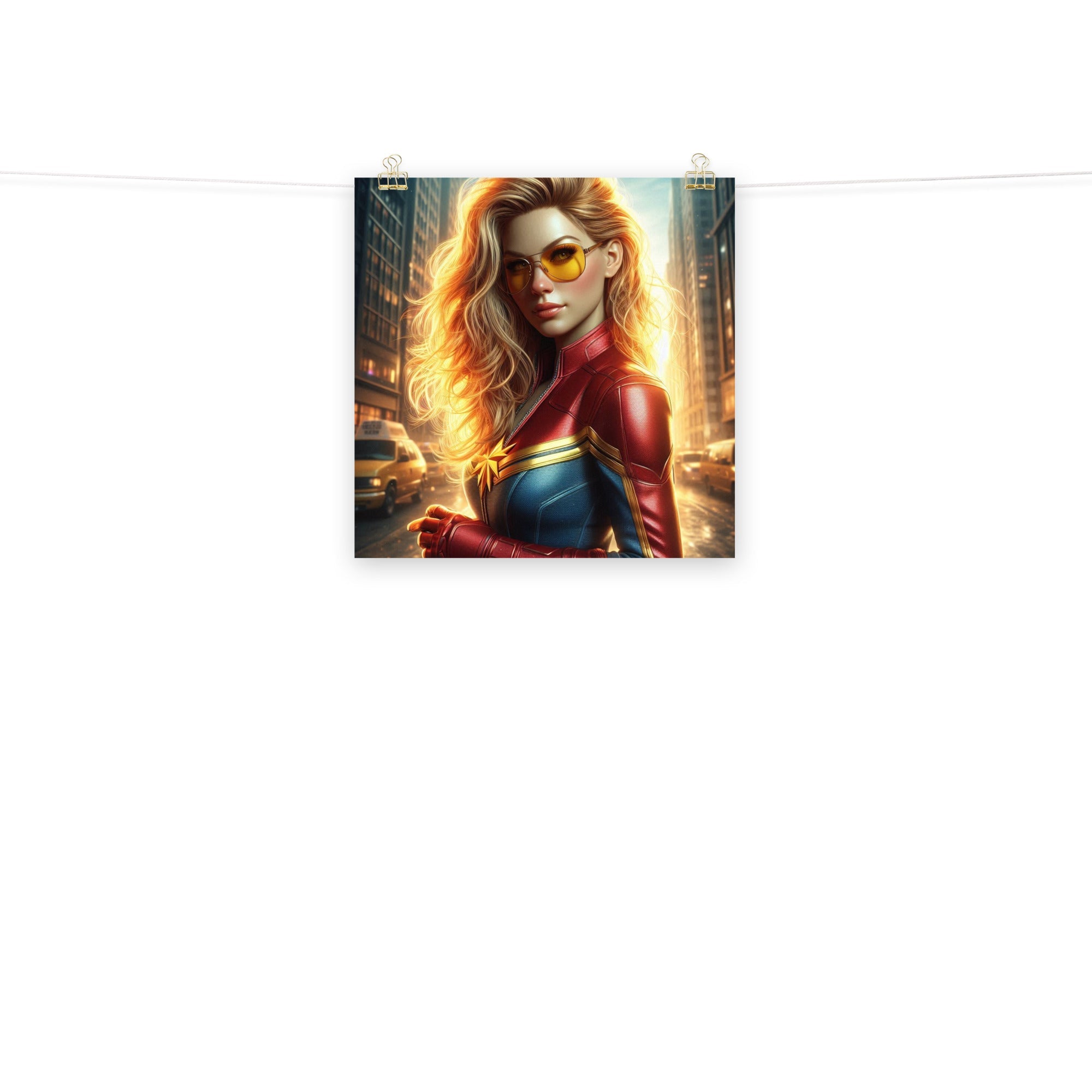 Póster diseño IA. Chica Marvel - Nemessis Shop