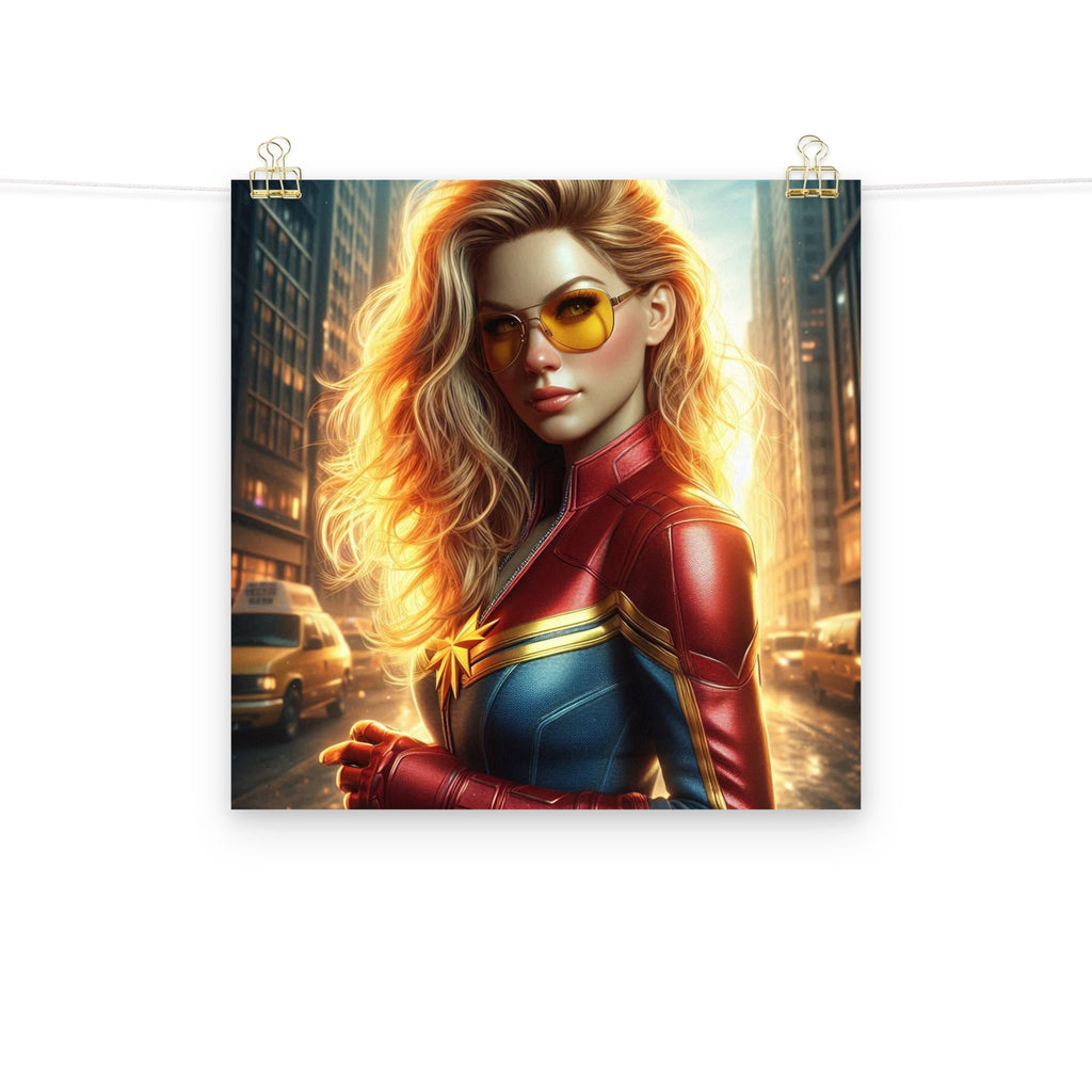 Póster diseño IA. Chica Marvel - Nemessis Shop