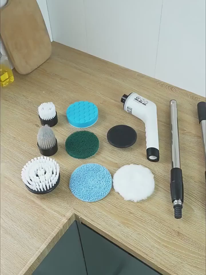 Cepillo de limpieza eléctrico giratorio 9 cabezales