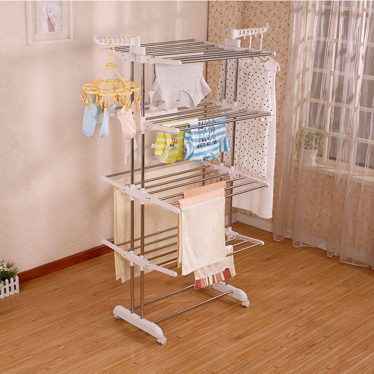 Tendedero de Ropa Plegable de 3 Niveles con Alas Laterales