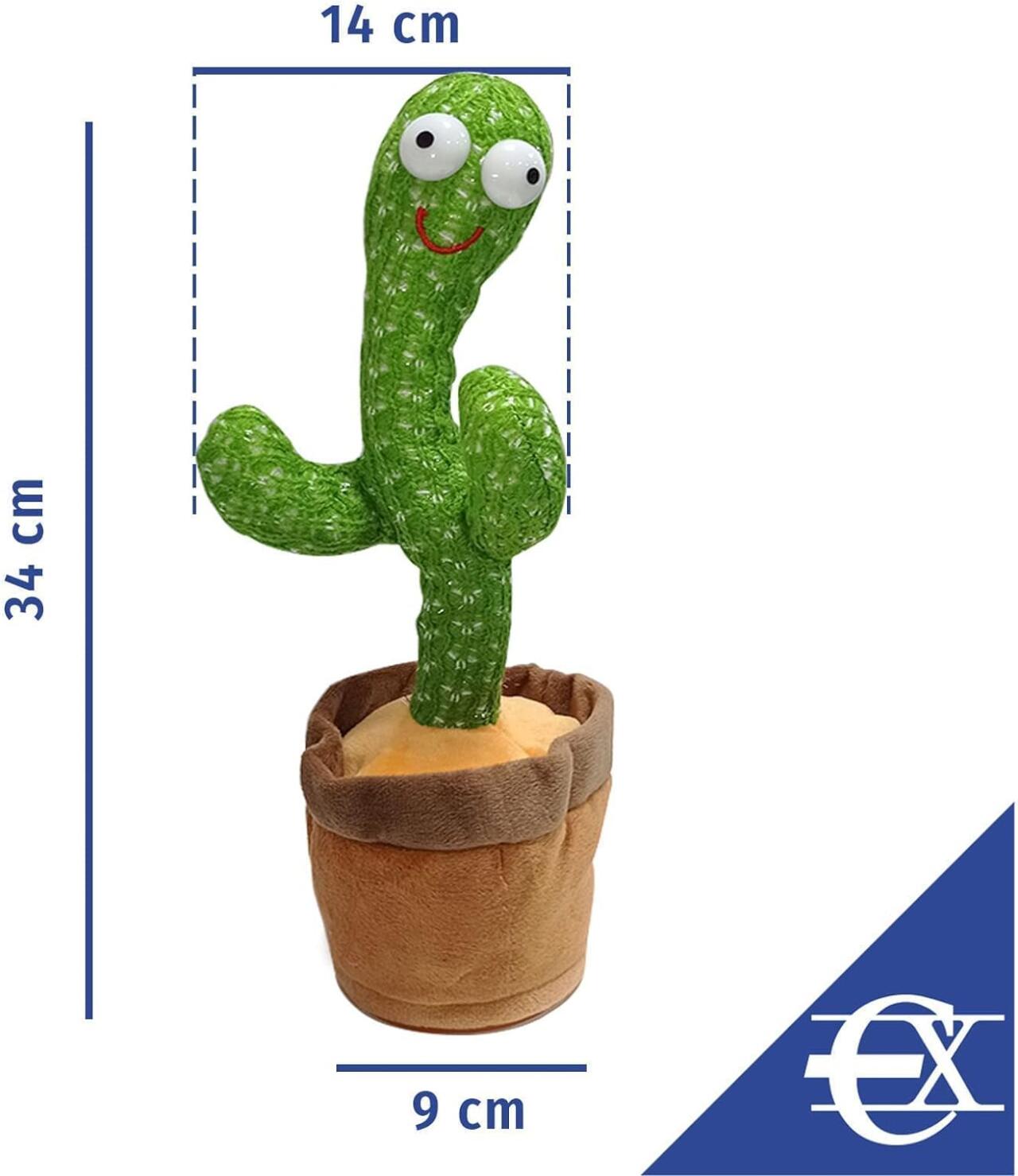 Cactus Bailarín y Parlanchín Recargable con Música y LED Multicolor