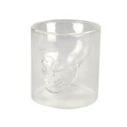 Juego de 3 vasos de chupito de cristal en forma de calavera en 3D de 130 ml