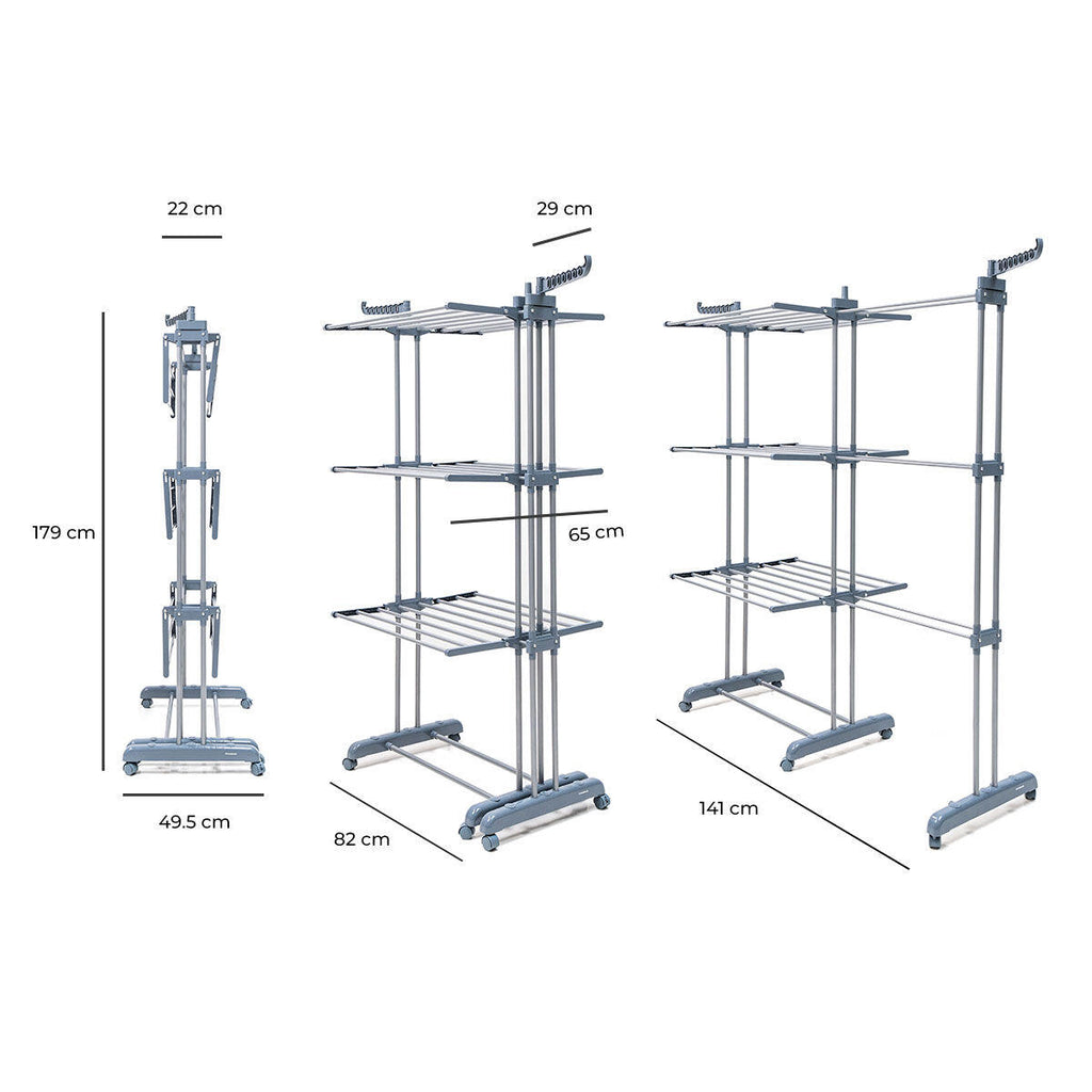 Tendedero Plegable Vertical Extensible con Ruedas Dolver XL 30 Barras