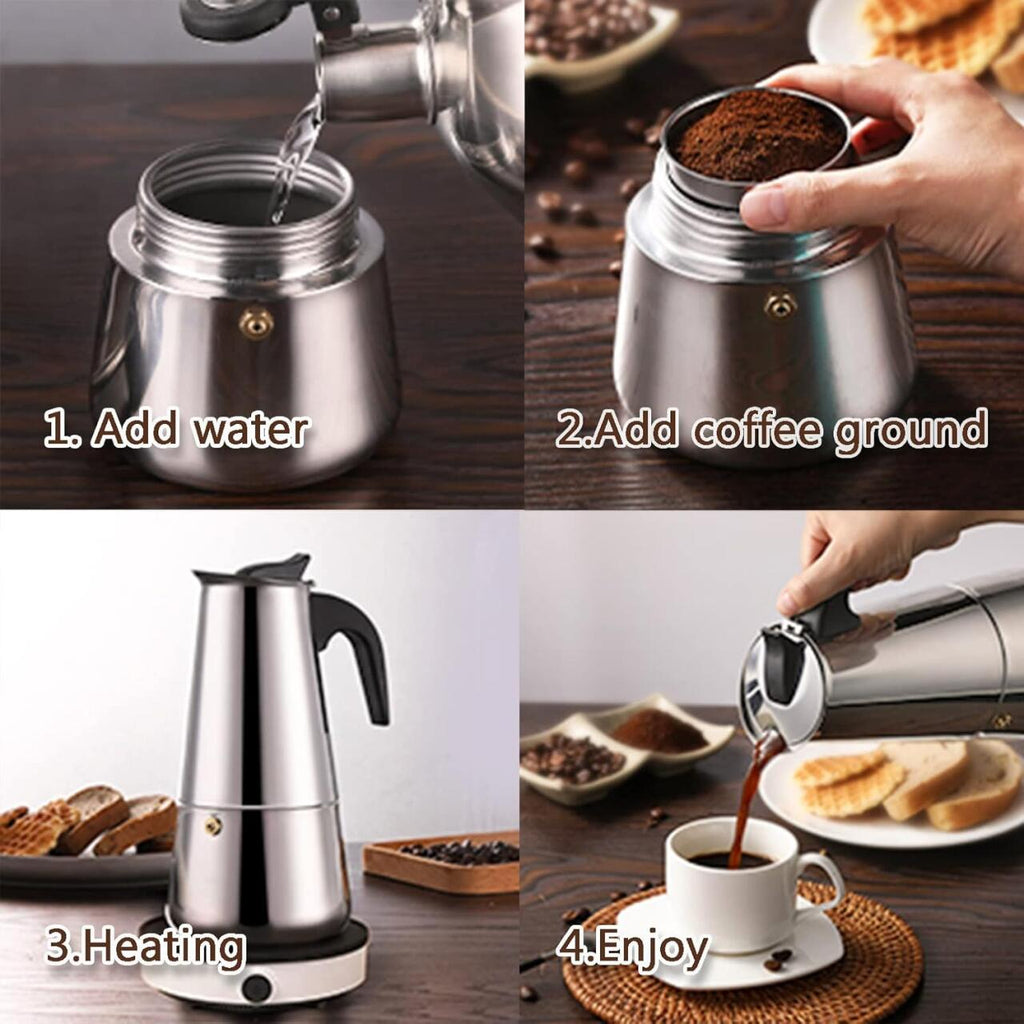 Cafetera Italiana De Acero Inoxidable 12 Tazas Inducción