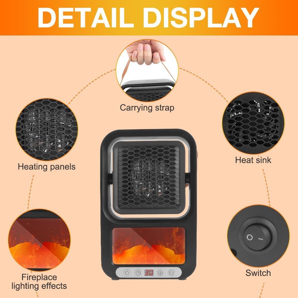 Mini Calefactor Eléctrico Portátil con Control Remoto