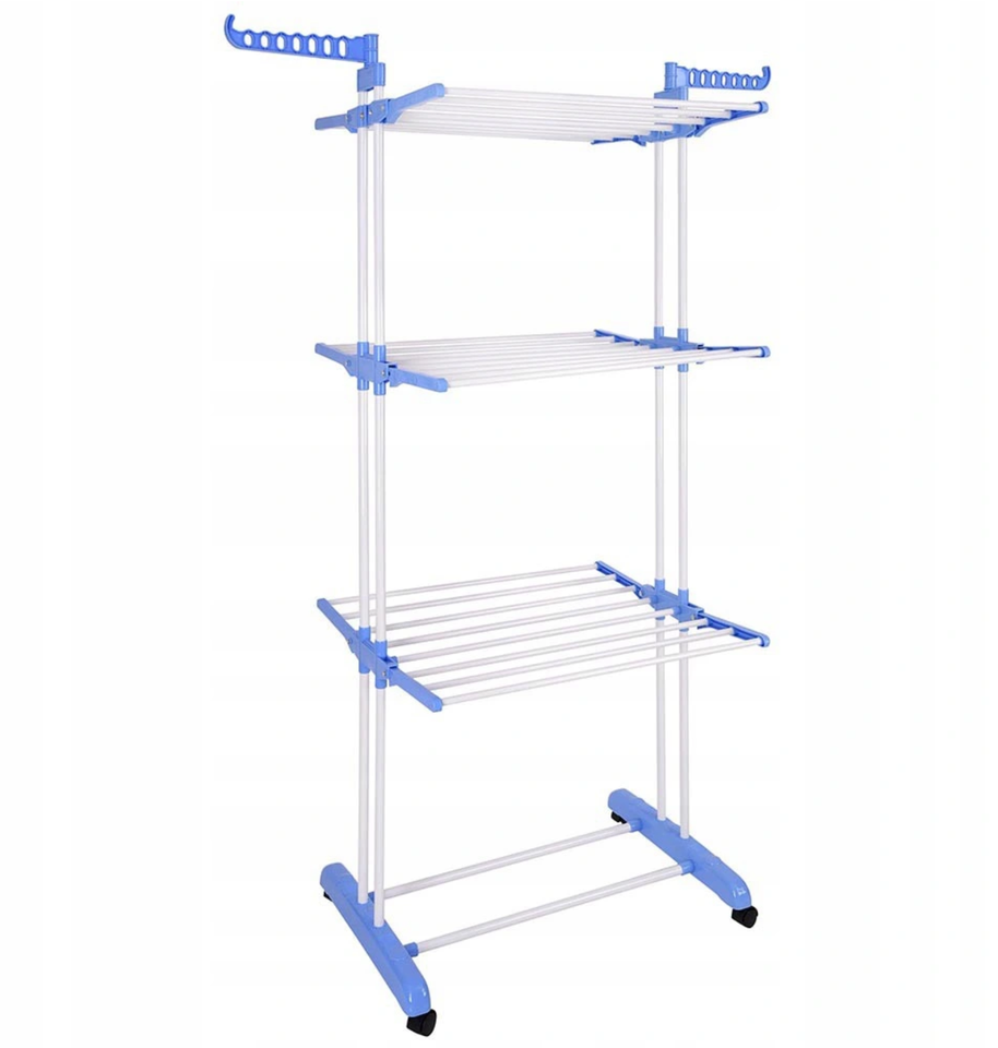 Tendedero de Ropa Plegable de 3 Niveles con Alas Laterales