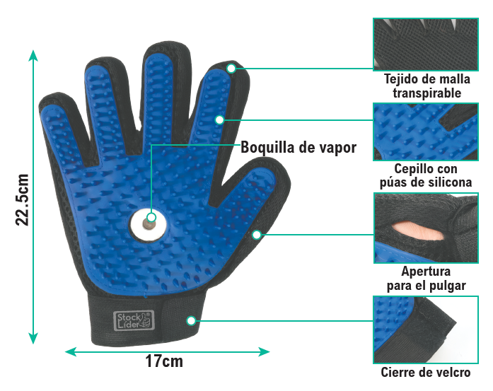 Guante quitapelusas con vaporizador Mascotas