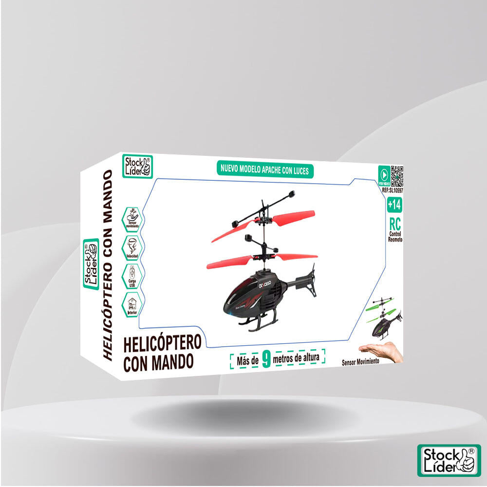 Helicóptero con mando y luces