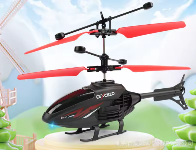 Helicóptero con mando y luces