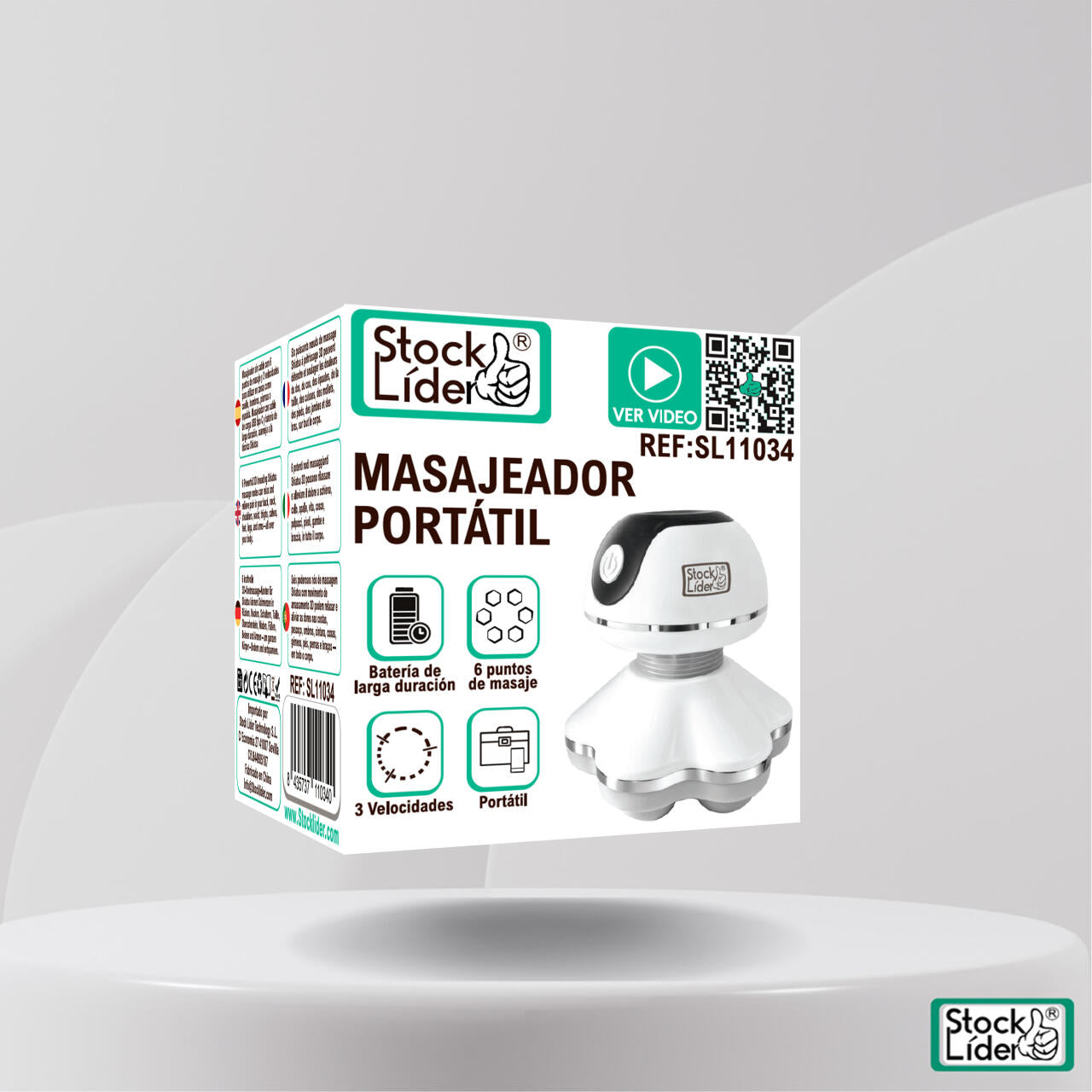 Masajeador portátil 3 niveles Compacto y ergonómico