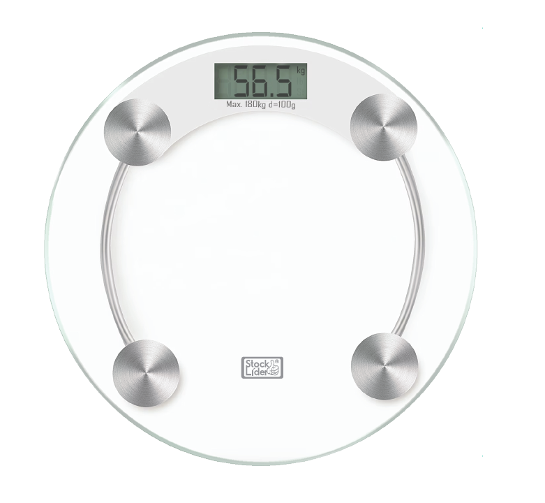 Báscula digital redonda con pantalla LCD de 4 dígitos