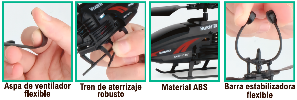 Helicóptero con mando y luces