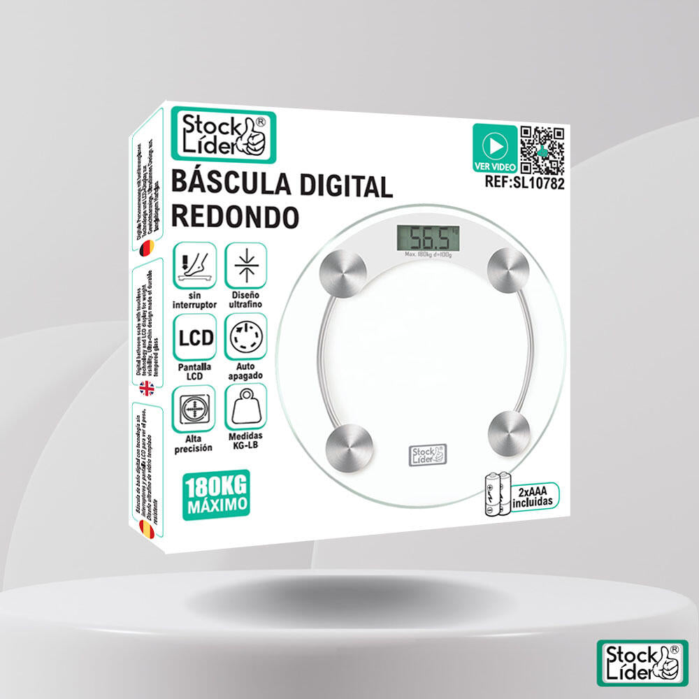 Báscula digital redonda con pantalla LCD de 4 dígitos