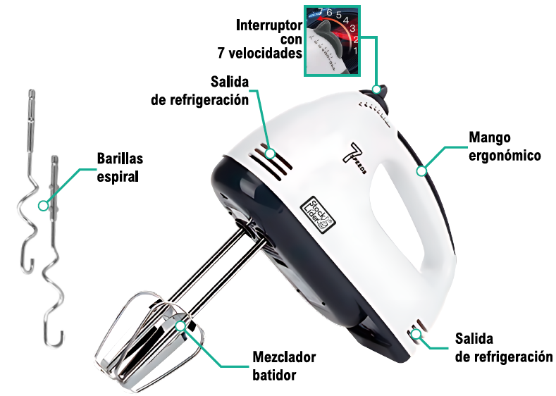 Batidor eléctrico 7 velocidades