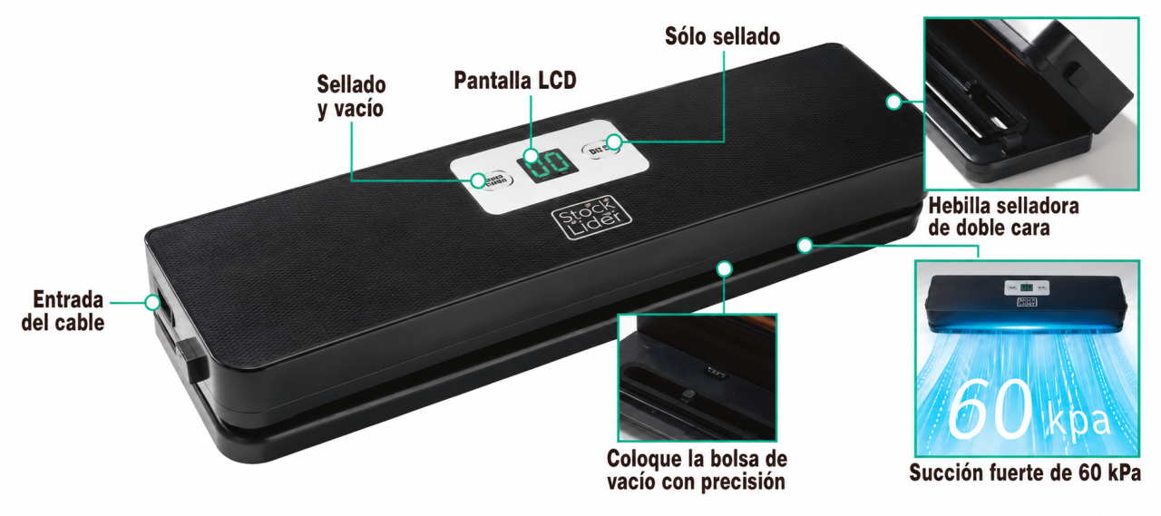 Selladora al vacío con potente sistema de succión