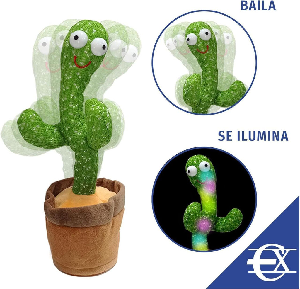 Cactus Bailarín y Parlanchín Recargable con Música y LED Multicolor