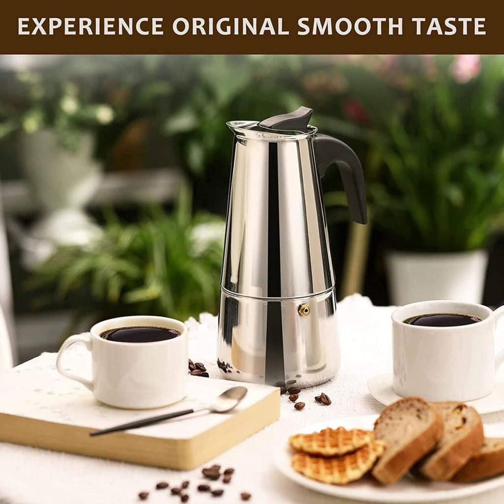 Cafetera Italiana De Acero Inoxidable 12 Tazas Inducción