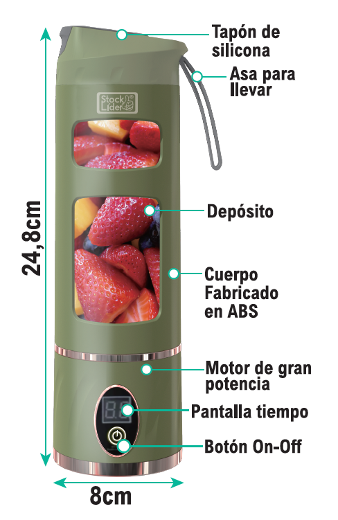Batidora con pantalla inteligente Depósito 450ml Cuchilla 6 hojas de acero