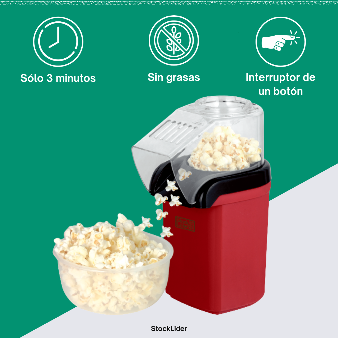Máquina de palomitas Listas en 3 minutos