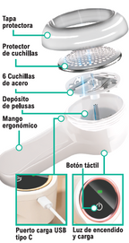 Quitapelusas eléctrico con depósito extraíble