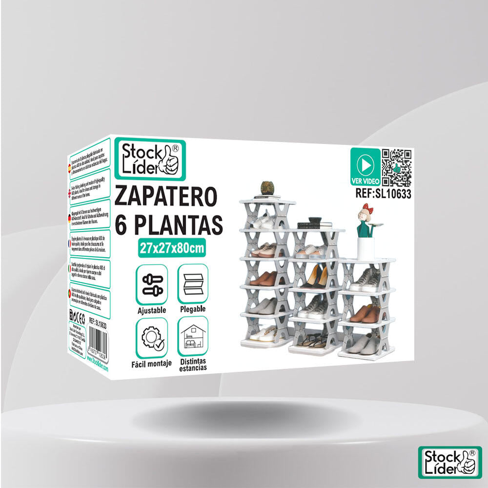 Zapatero ajustable 6 plantas Plástico ABS Alta calidad